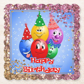 Cheerful Birthday Balloons Paper Coaster