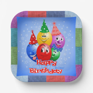 Cheerful Birthday Balloons Paper Plate