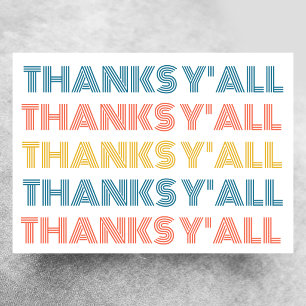 Cheerful Blank Thanks Y'all Greeting Card
