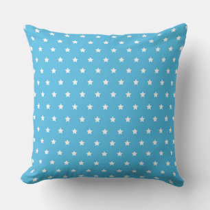 Cheerful Blue Background with White Star Pattern Cushion