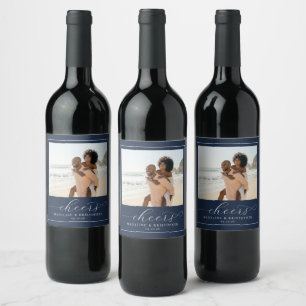 Cheerful Blue Beach Photo Wine Label