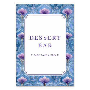 Cheerful Blue Floral Border Table Number