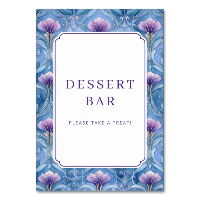 Cheerful Blue Floral Border Table Number (Front)