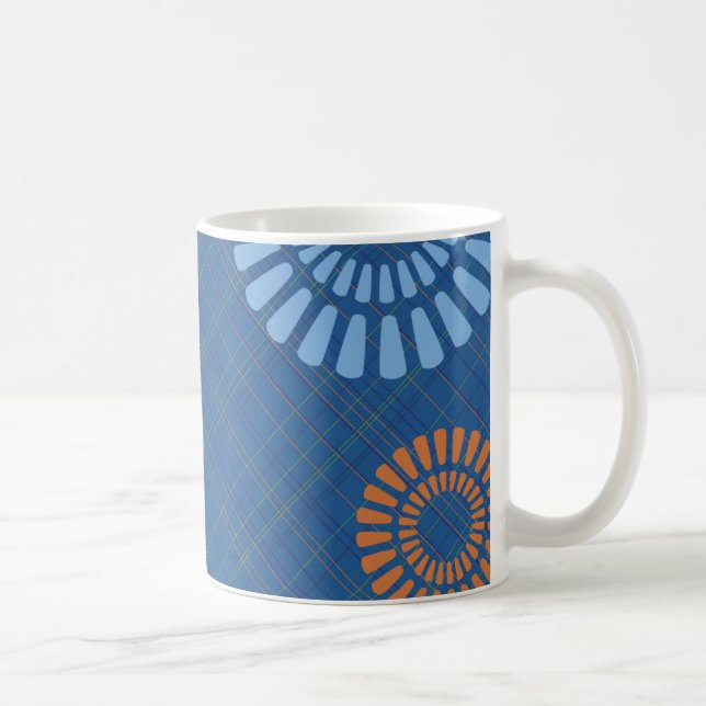 Cheerful Blue Plaid Orange Green Classic Mug (Right)