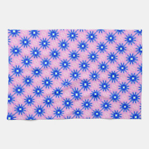 cheerful blue stars on pink towel