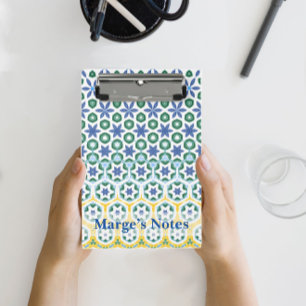 Cheerful Blue Yellow Patterned  Mini Clipboard