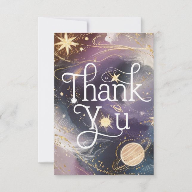 Cheerful Boho Cosmic Celestial Thank You Card (Front)