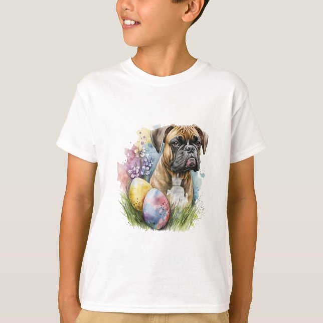 Cheerful Boxer Dog Easter Egg, Happy Easter Boxer T-Shirt (Front)