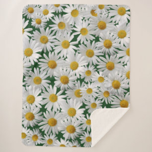 Cheerful, Bright Daisy Sherpa Blanket