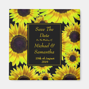 Cheerful Bright Yellow Sunflower  - Save The Date Magnet