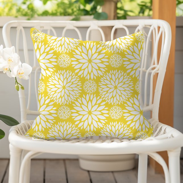 Cheerful Buttercup Yellow Floral Pattern Cushion (Creator Uploaded)