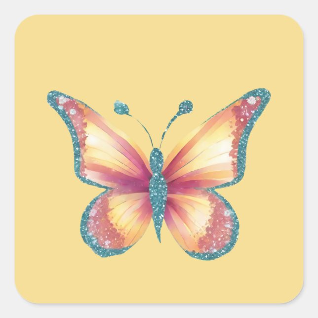Cheerful Butterfly Square Sticker (Front)