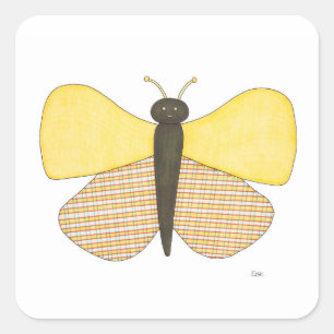 Cheerful Butterfly Sticker-Erin Brie Art Square St Sticker