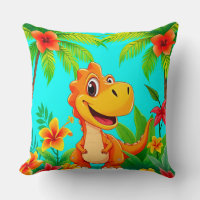 Cheerful Cartoon Dinosaur in Tropical Jungle