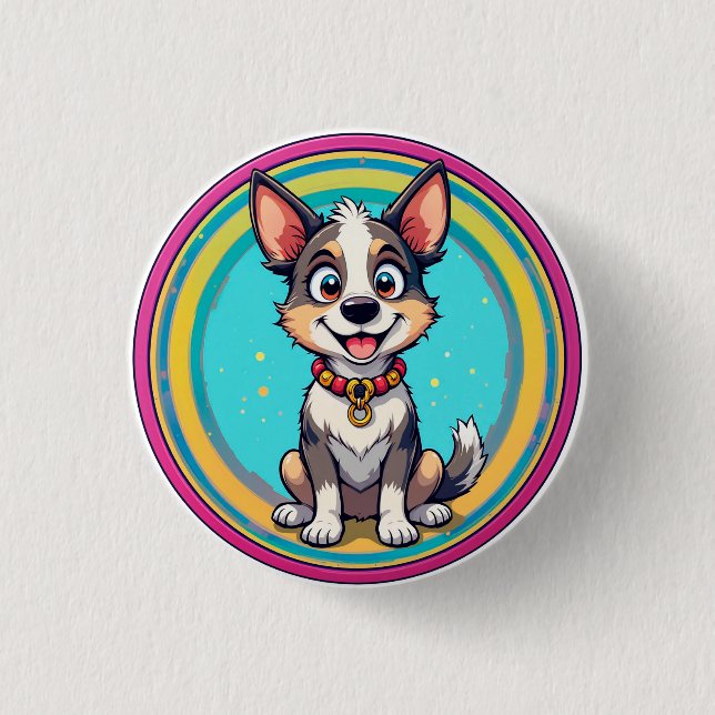 Cheerful Cartoon Dog 3 Cm Round Badge (Front)