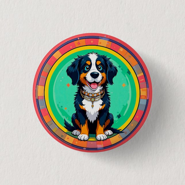 Cheerful Cartoon Dog 3 Cm Round Badge (Front)