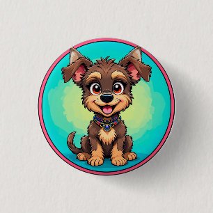 Cheerful Cartoon Dog 3 Cm Round Badge