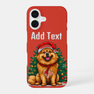 Cheerful Cartoon Dog in Santa Hat iPhone 16 Case