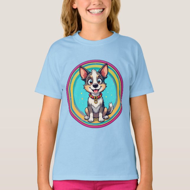 Cheerful Cartoon Dog T-Shirt (Front)