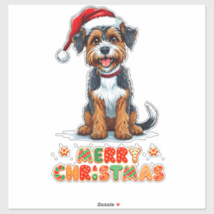 Cheerful Cartoon Dog Wearing a Santa Hat