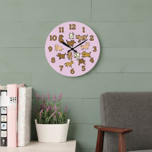 Cheerful Cartoon Dogs Wall Clock