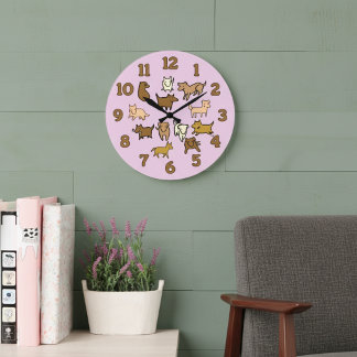 Cheerful Cartoon Dogs Wall Clock