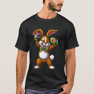 Cheerful Cartoon Easter Bunny With Egg T-Shirt