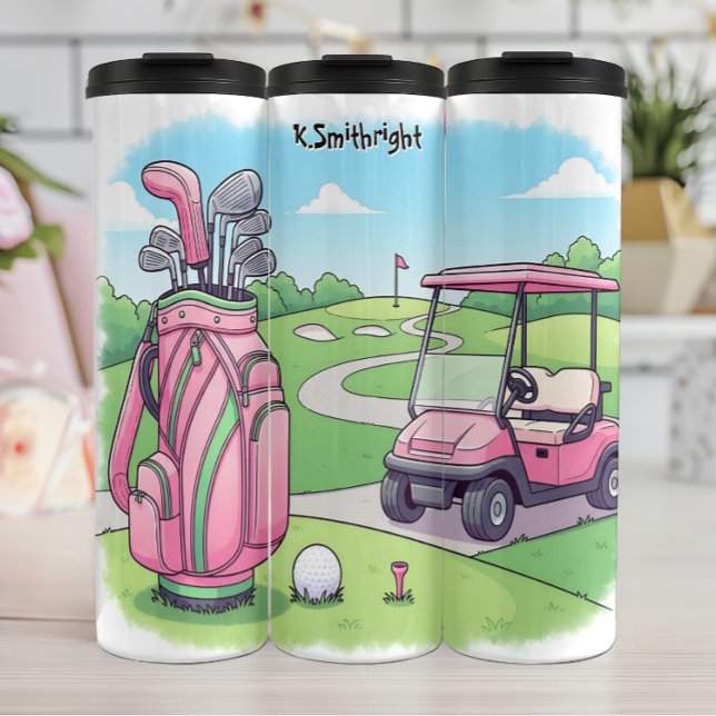 Cheerful Cartoon Golf Scene Thermal Tumbler (Creator Uploaded)