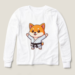 Cheerful Cartoon Puppy in Karate Gi