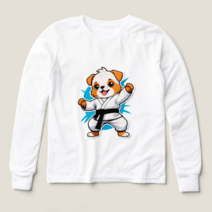 Cheerful Cartoon Puppy in Karate Gi