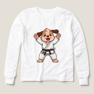 Cheerful Cartoon Puppy in Karate Gi