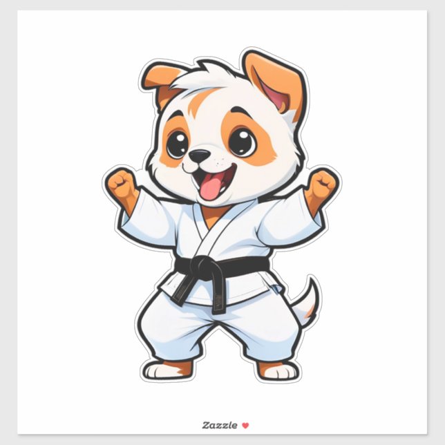 Cheerful Cartoon Puppy in Karate Gi (Sheet)