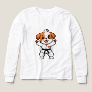 Cheerful Cartoon Puppy in Karate Gi