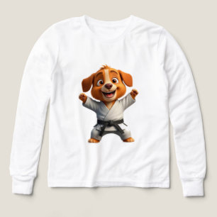 Cheerful Cartoon Puppy in Karate Gi