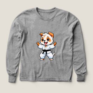 Cheerful Cartoon Puppy in Karate Gi