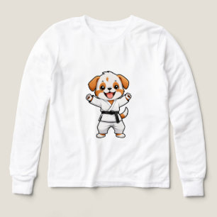 Cheerful Cartoon Puppy in Karate Gi