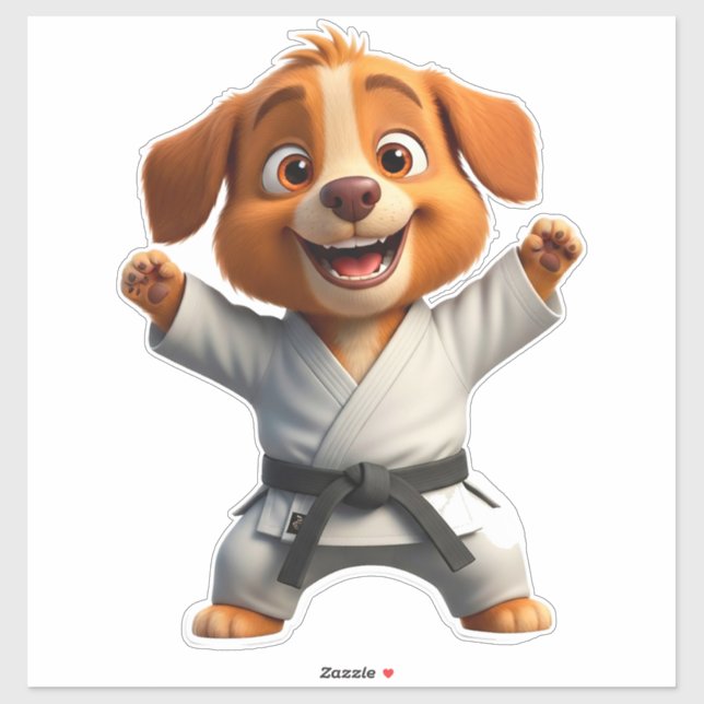 Cheerful Cartoon Puppy in Karate Gi (Sheet)