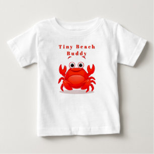 Cheerful Cartoon Red Crab 🦀Cute Ocean Baby T-Shirt
