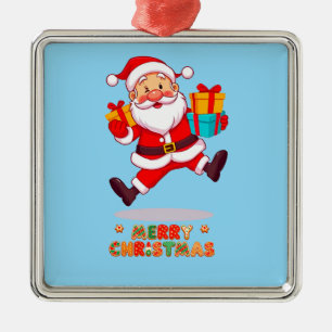 Cheerful Cartoon Santa Claus Metal Tree Decoration