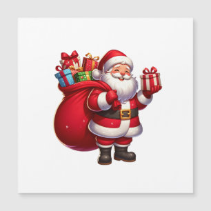 Cheerful Cartoon Santa Holding Gift