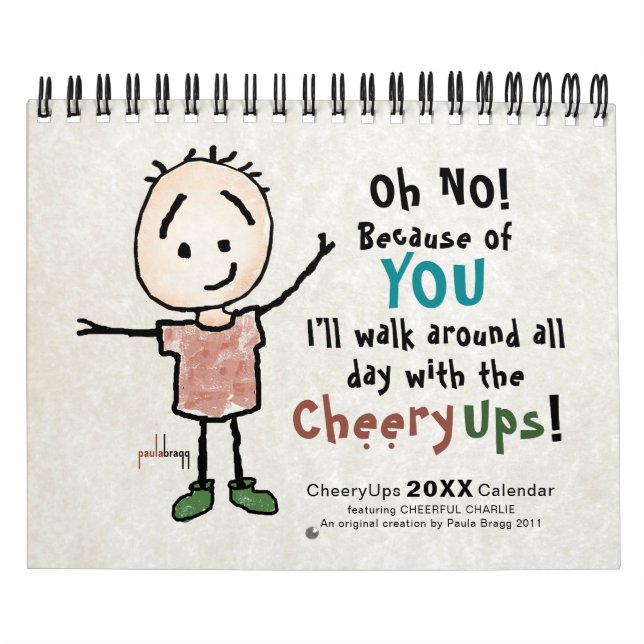 Cheerful Cartoon Stickman Personalised Encourage Calendar (Cover)
