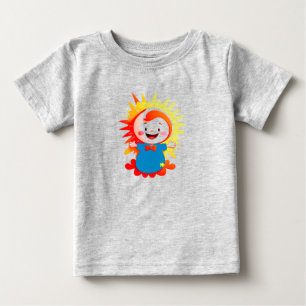 Cheerful Cartoon Sun Character Baby T-Shirt