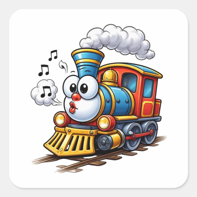 Cheerful Cartoon Train Character Sticker (Front)