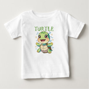 Cheerful Cartoon Turtle Baby T-Shirt
