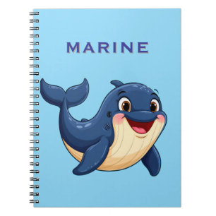 Cheerful Cartoon Whale Swimming Notebook