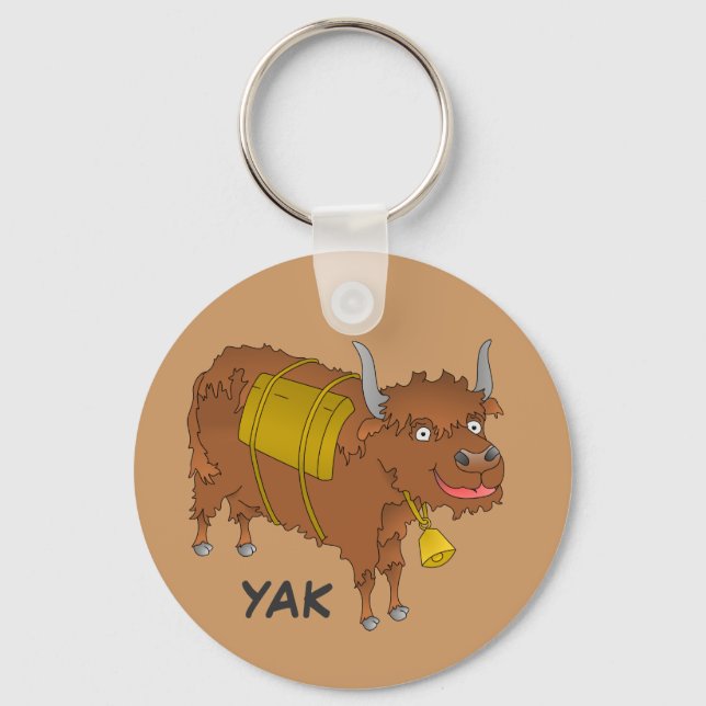 Cheerful cartoon yak key ring (Front)