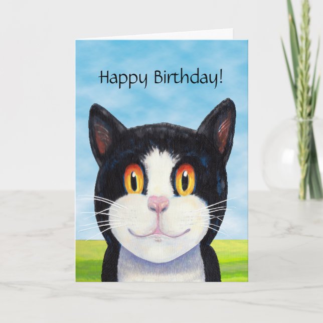 Cheerful Cat Birthday Card (Front)
