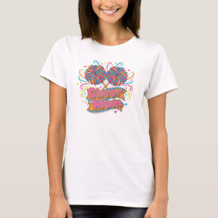Cheerful Cheer Mum Pom-Poms Vibrant Game Day T-Shirt