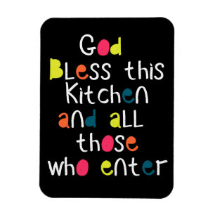 Cheerful Chic God Bless This Kitchen Fridge Gift Magnet