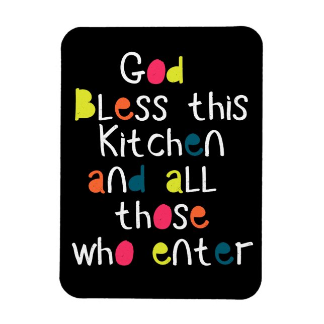 Cheerful Chic God Bless This Kitchen Fridge Gift Magnet (Vertical)